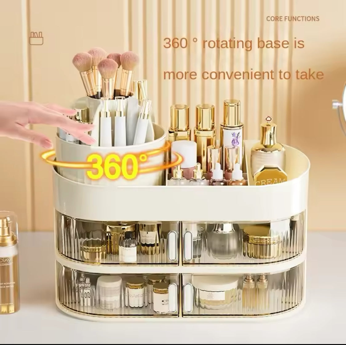 3Layer Cosmetic Organizer, 360-degree Rotating Makeup Organizer, Fashion Crystal Display Stand, Regular Cosmetic Jewellery Organizer 3Layer Cosmetic Organizer, 360-degree Rotating Makeup Organizer, Fashion Crystal Display Stand, Regular Cosmetic Jewellery Organizer
